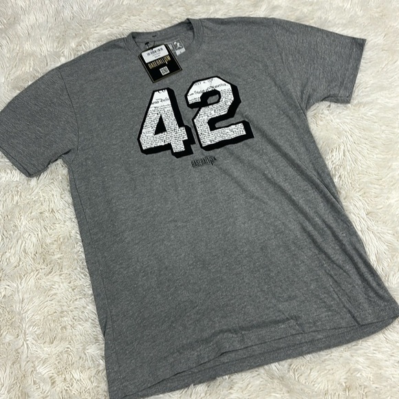Baseballism short sleeve “42” gray t-shirt Woman’s Large NWT - Picture 1 of 8